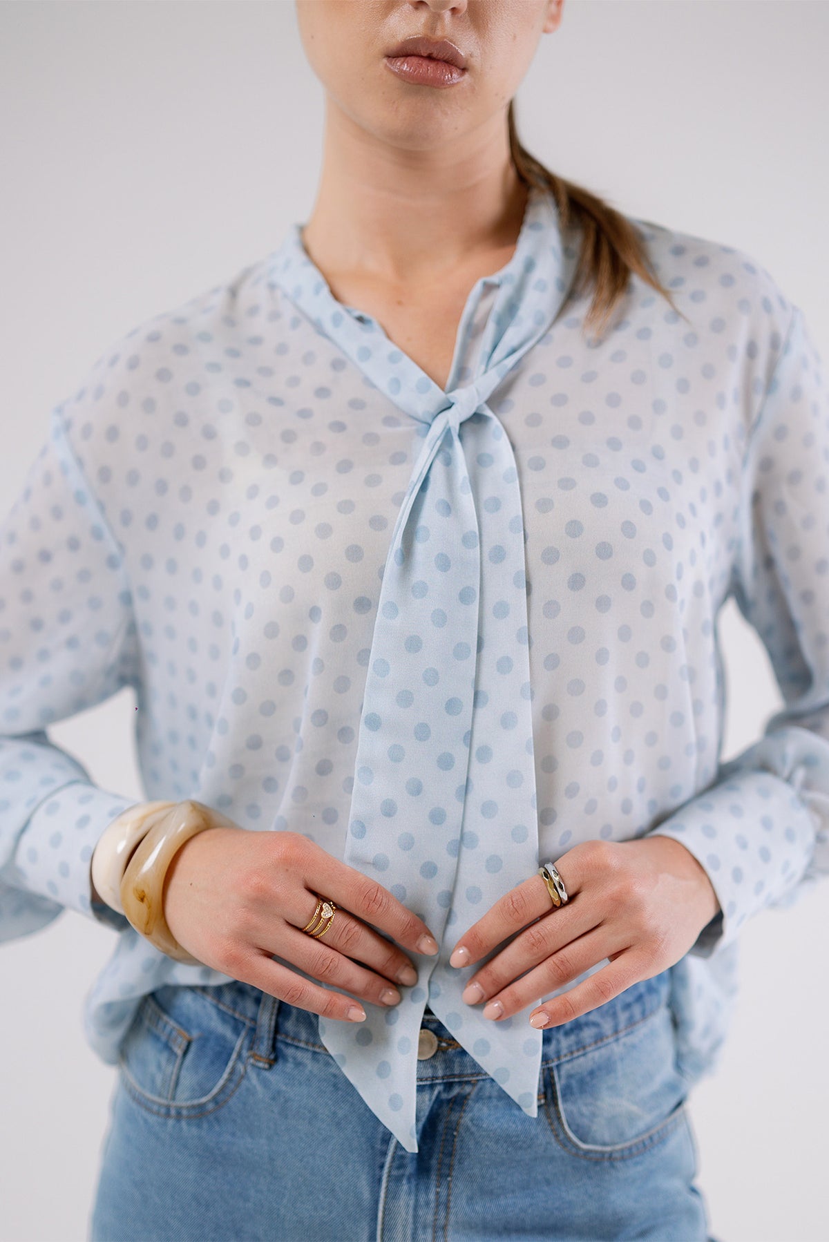 Polka Dot Bow Blouse