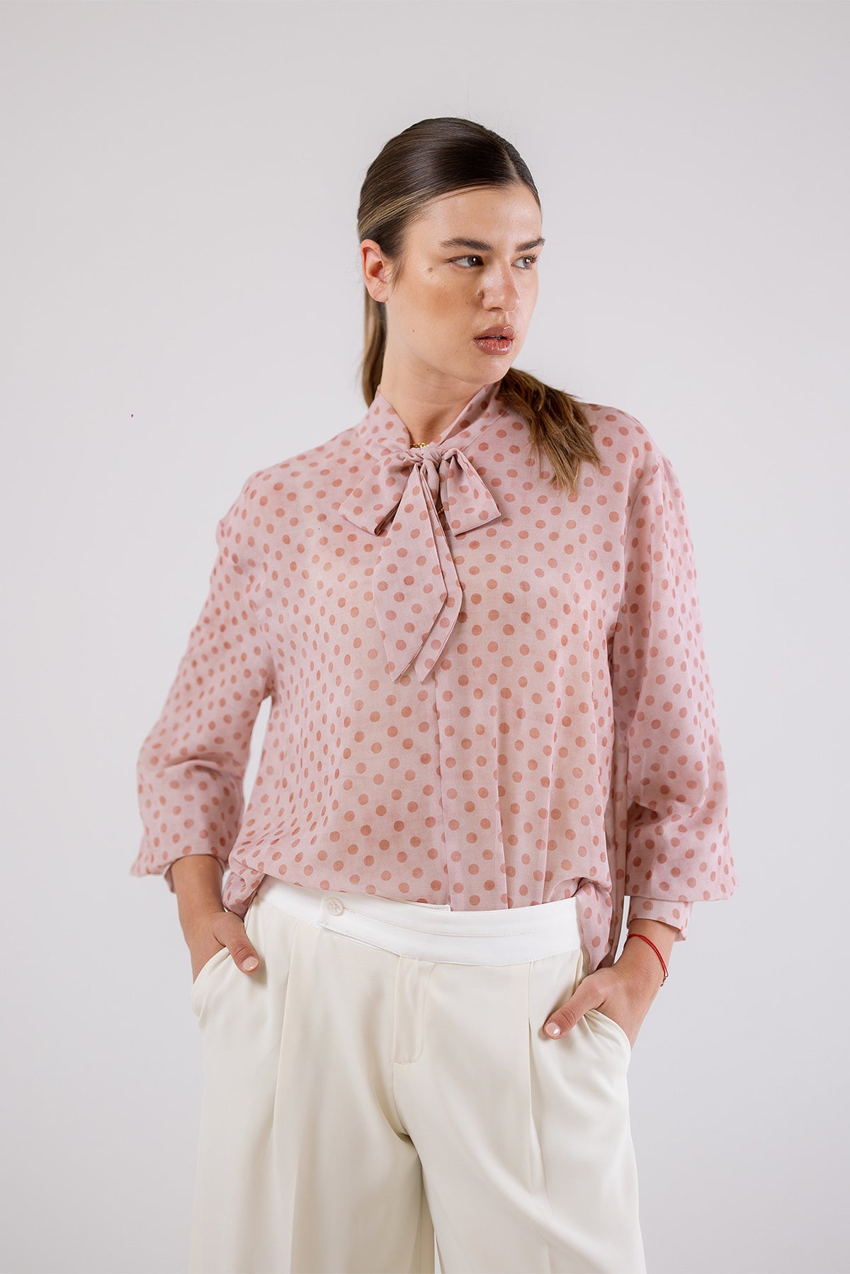 Polka Dot Bow Blouse