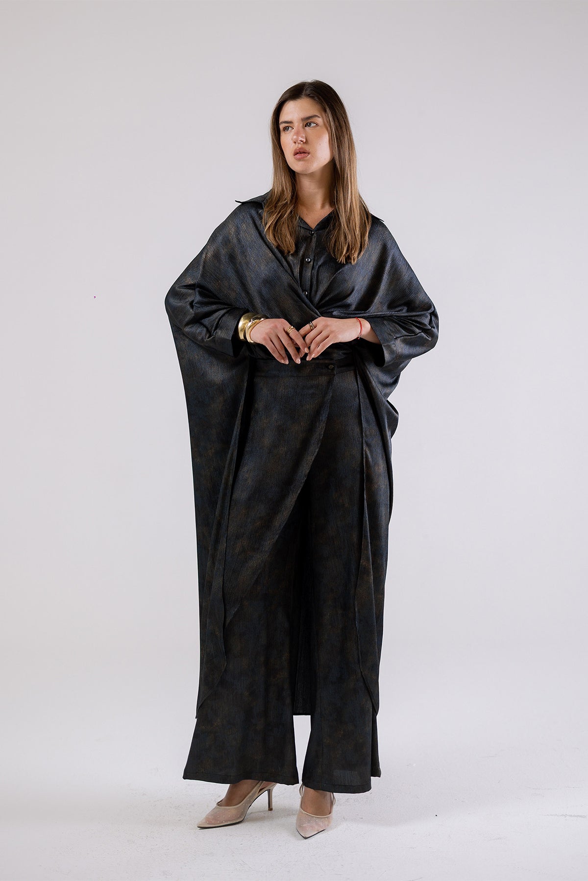 Wide-Leg Wrap Pants