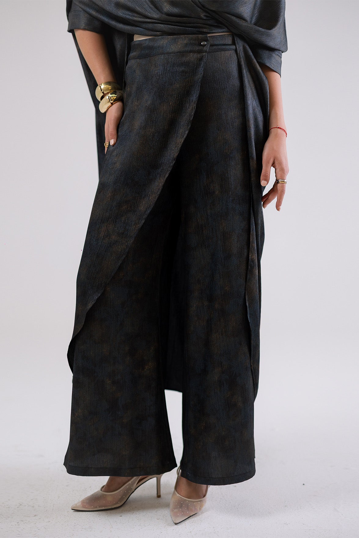 Wide-Leg Wrap Pants