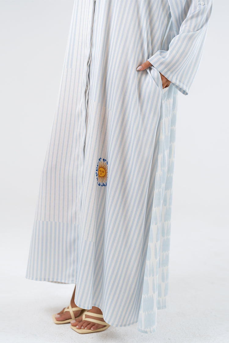 Striped Embroidered Maxi Dress