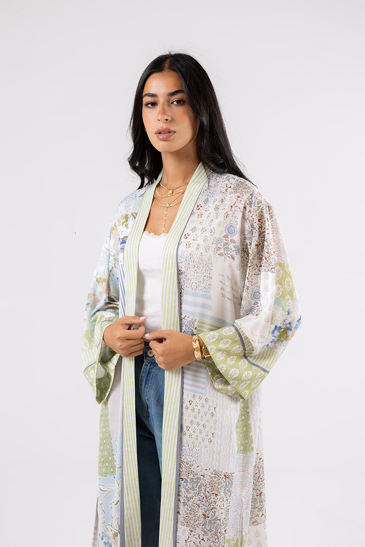 Printed Satin Cardigan