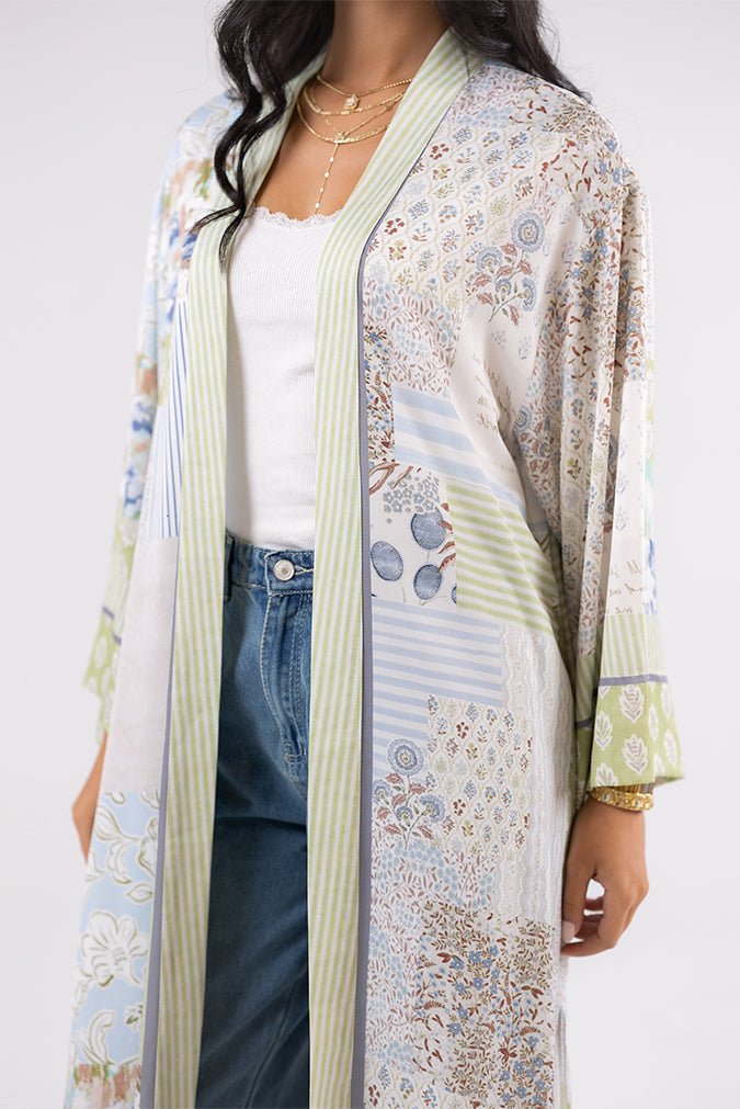 Printed Satin Cardigan