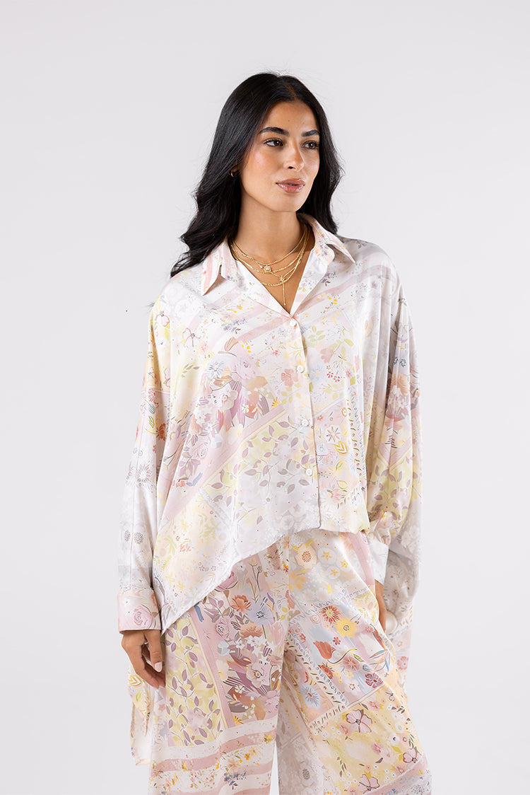 Botanical Print Oversized Shirt