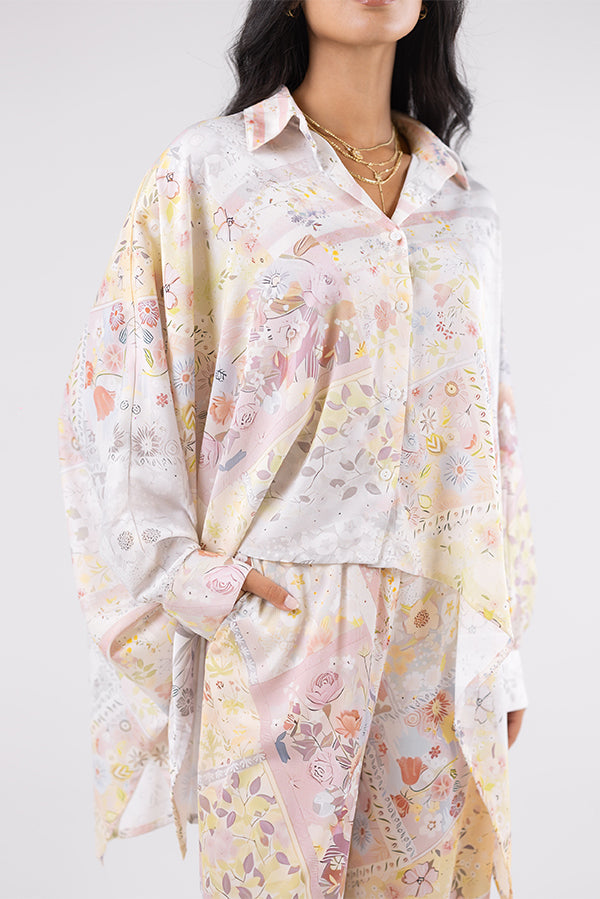 Botanical Print Oversized Shirt