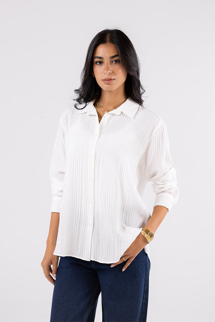 Textured Button-Up Shirt