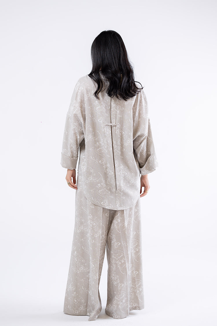 Paisley Print Wide-Leg Pants