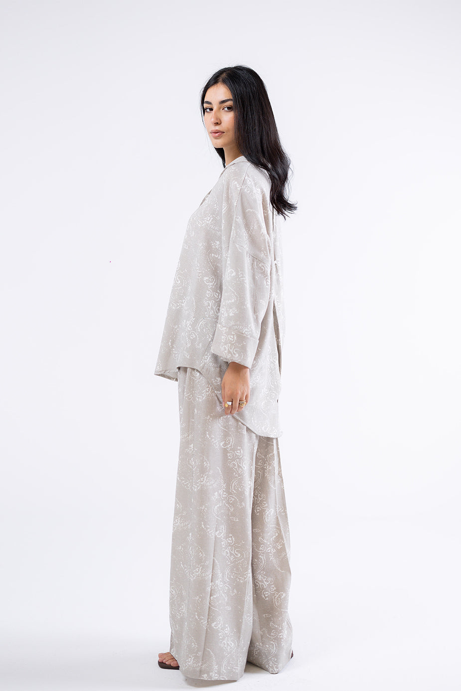 Paisley Print Wide-Leg Pants