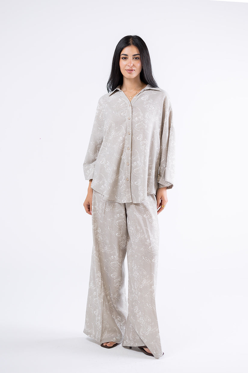 Paisley Print Wide-Leg Pants