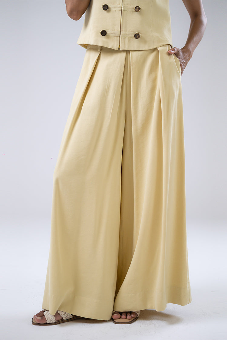 Pleated Wide-Leg Trousers