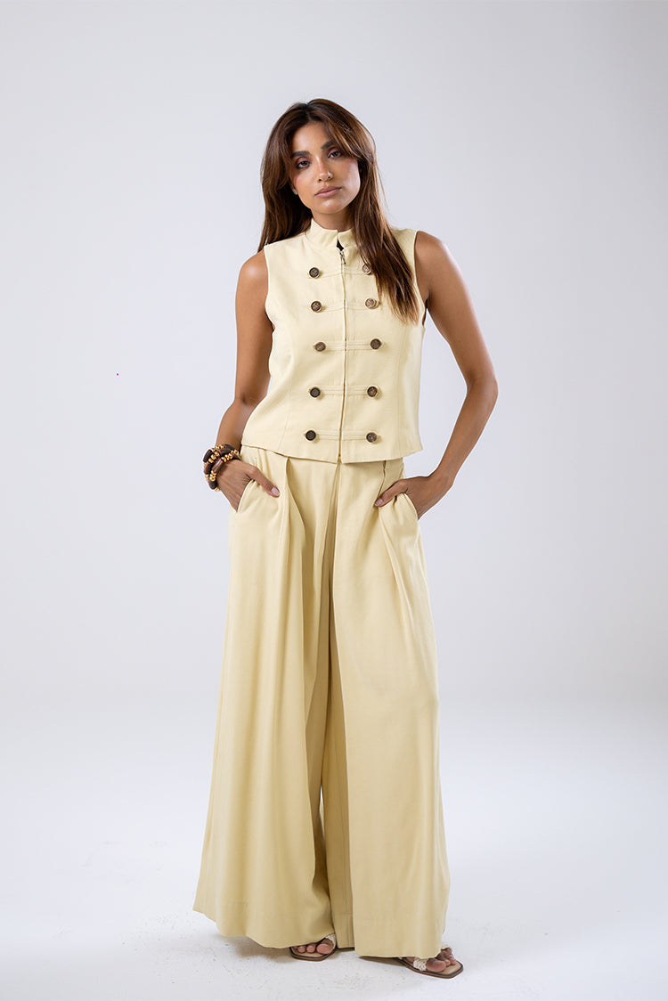 Pleated Wide-Leg Trousers