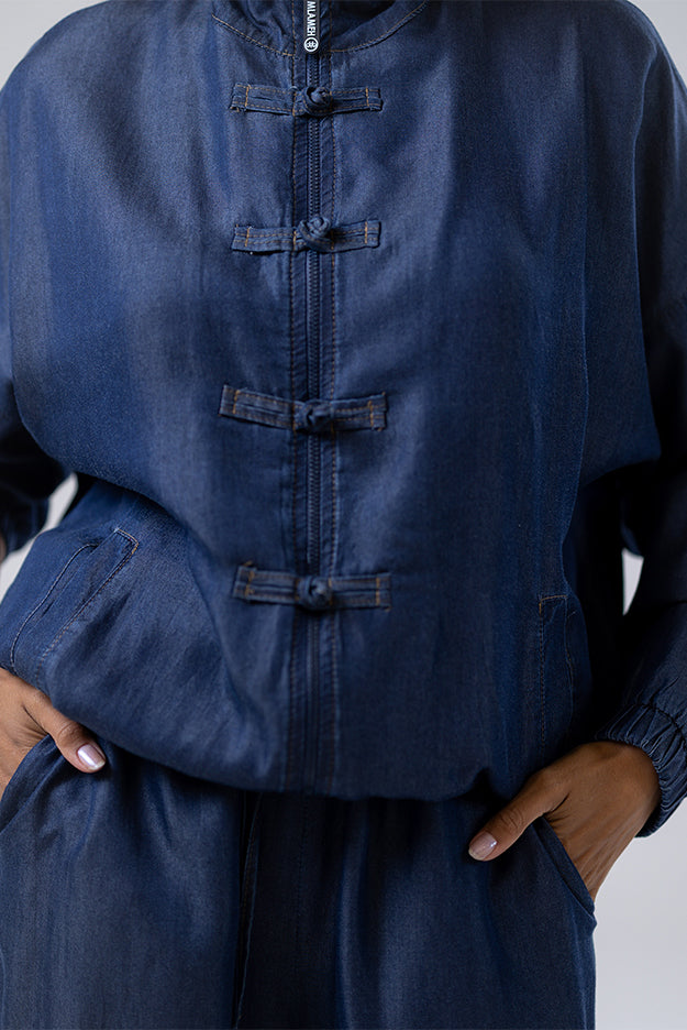 Indigo relaxed-fit top