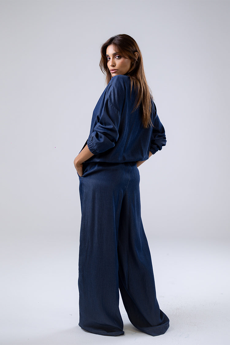 Indigo relaxed-fit top