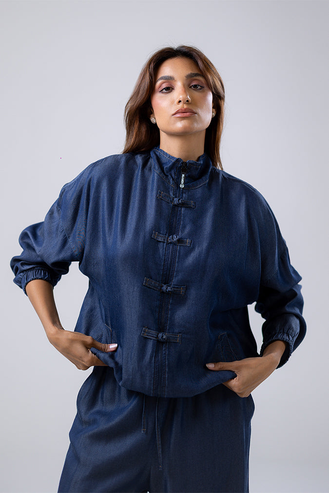 Indigo relaxed-fit top