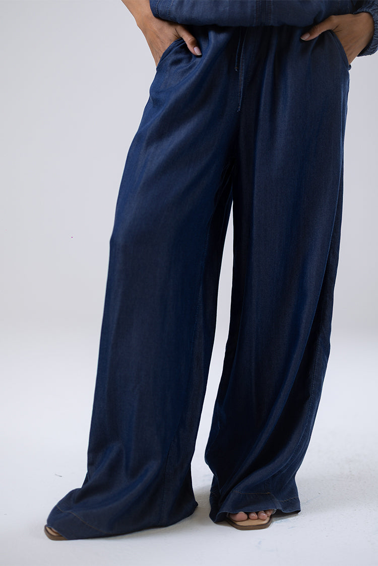 Indigo wide-leg pants