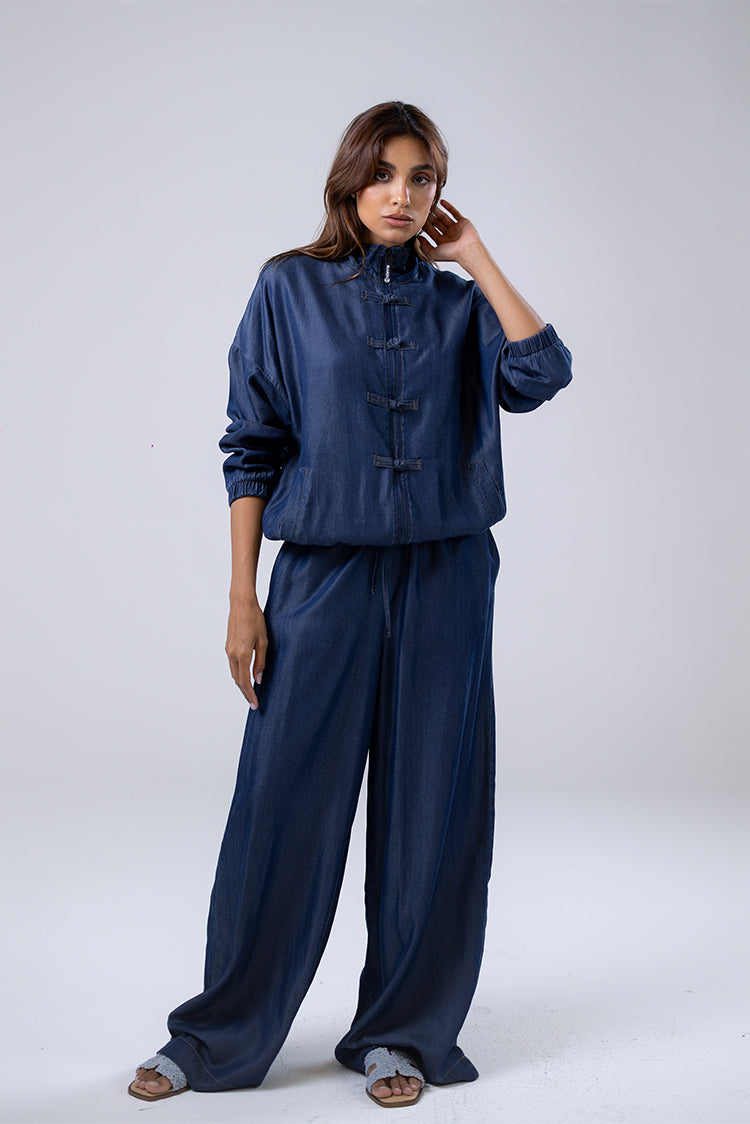 Indigo relaxed-fit top