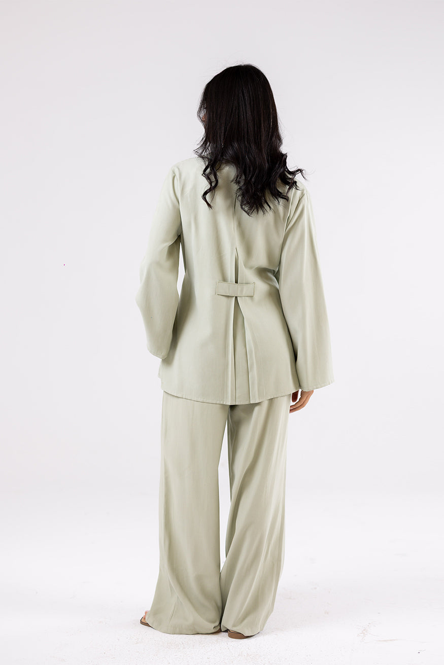 Wide-Leg Sage Green Trousers