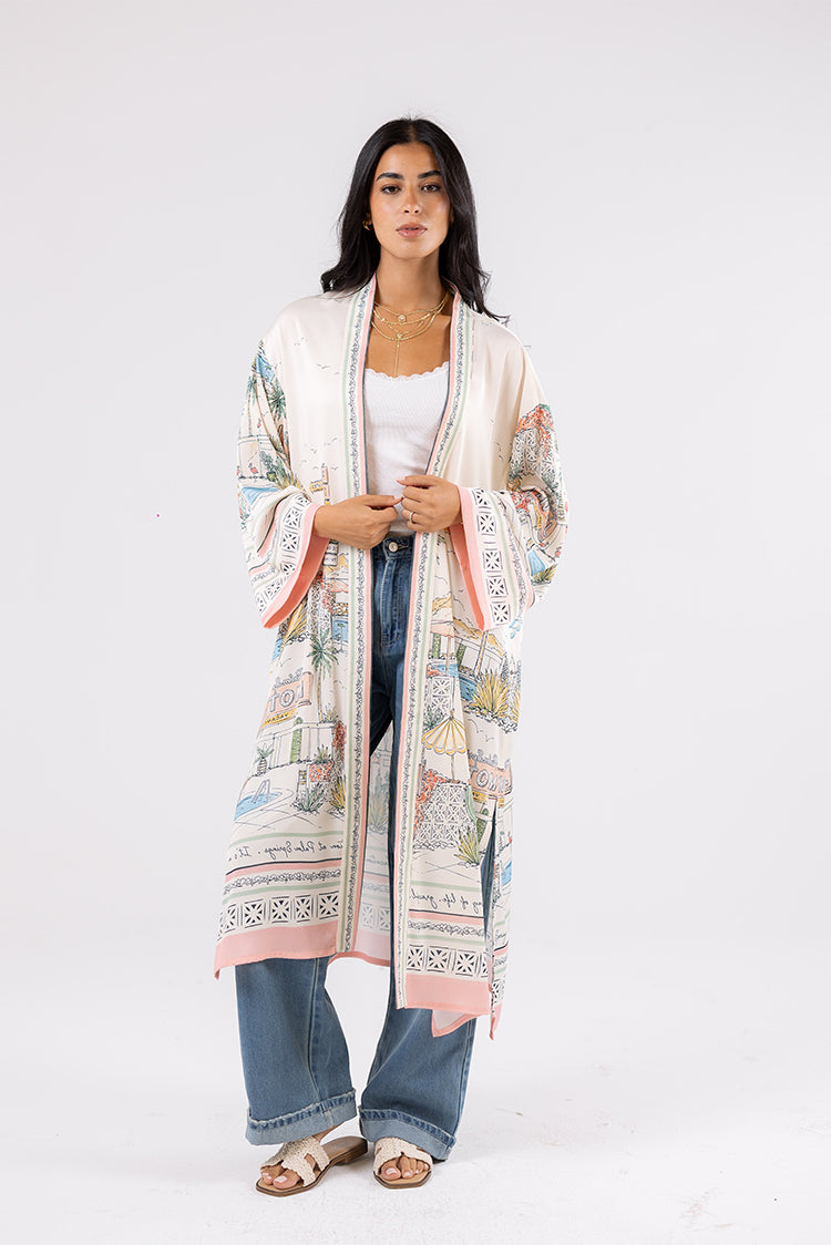 Printed Satin Cardigan
