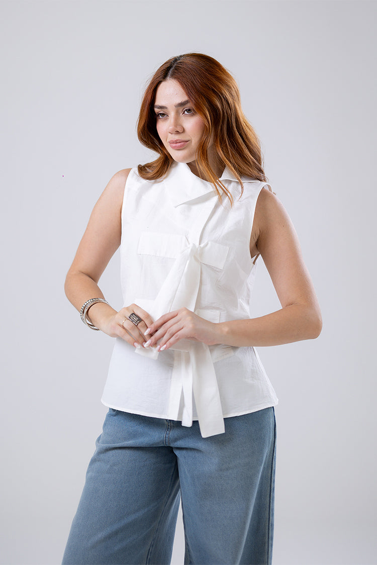 Asymmetric Tie Blouse