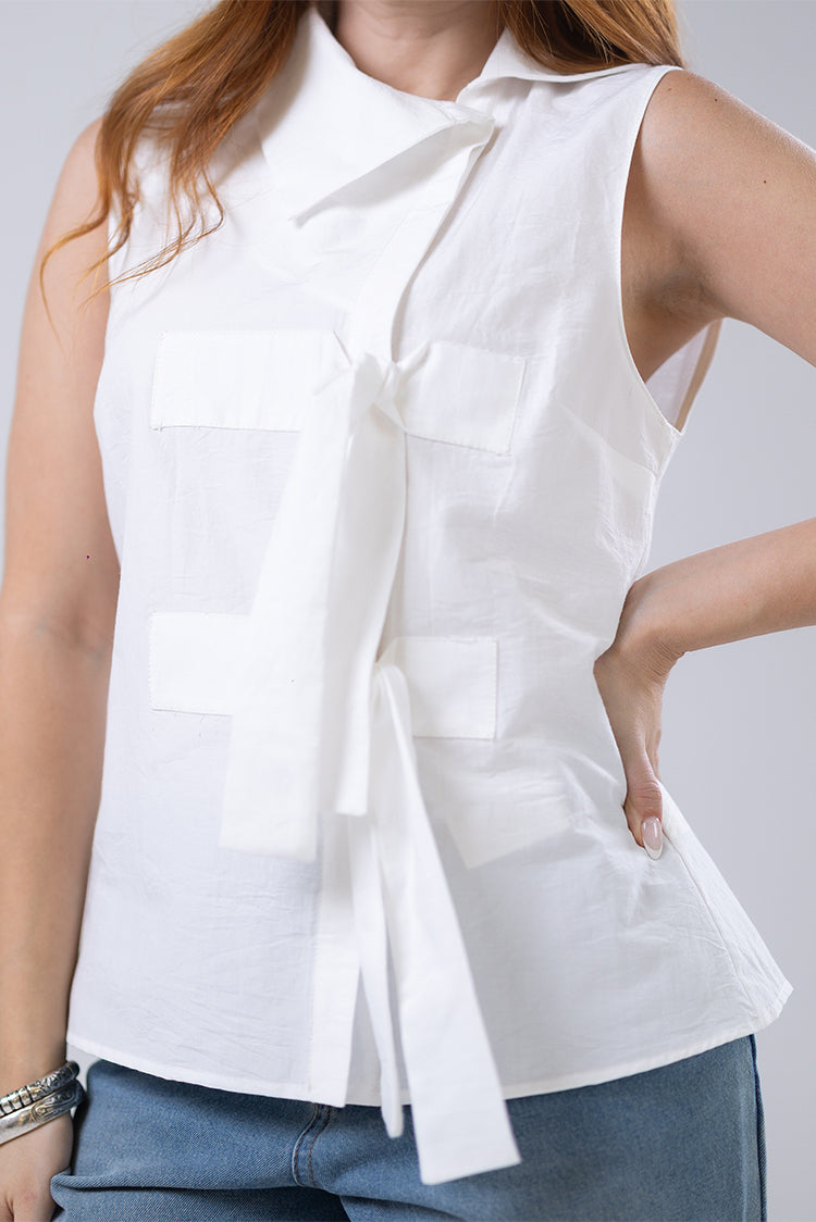 Asymmetric Tie Blouse