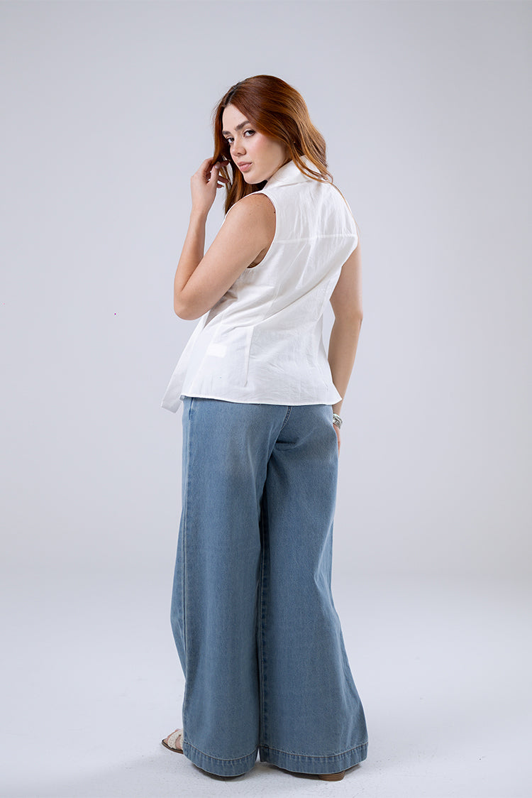 Asymmetric Tie Blouse