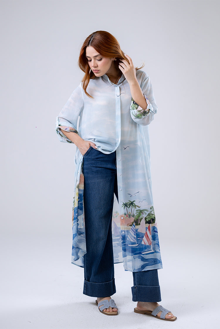 Chiffon shirt dress