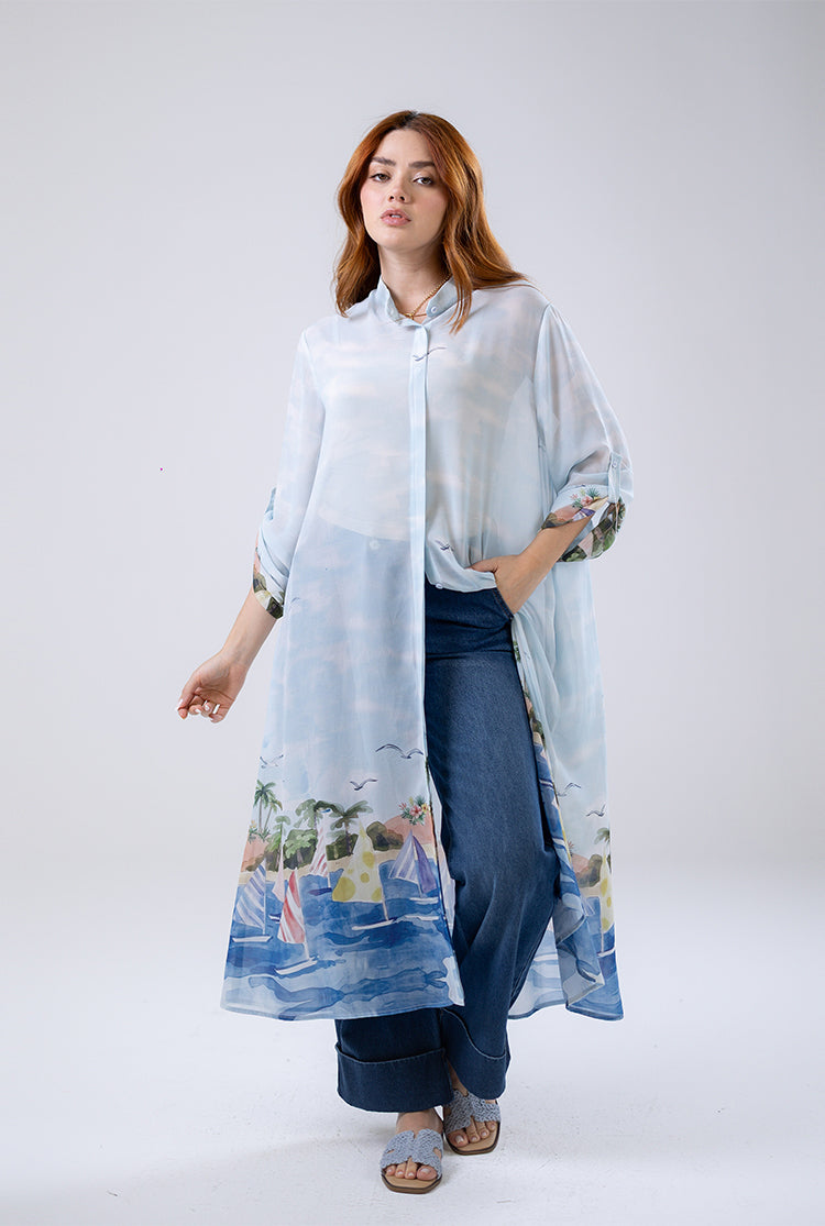 Chiffon shirt dress