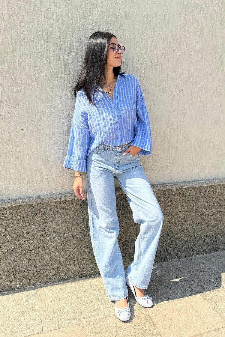 Classic Wide-Leg Denim Pants