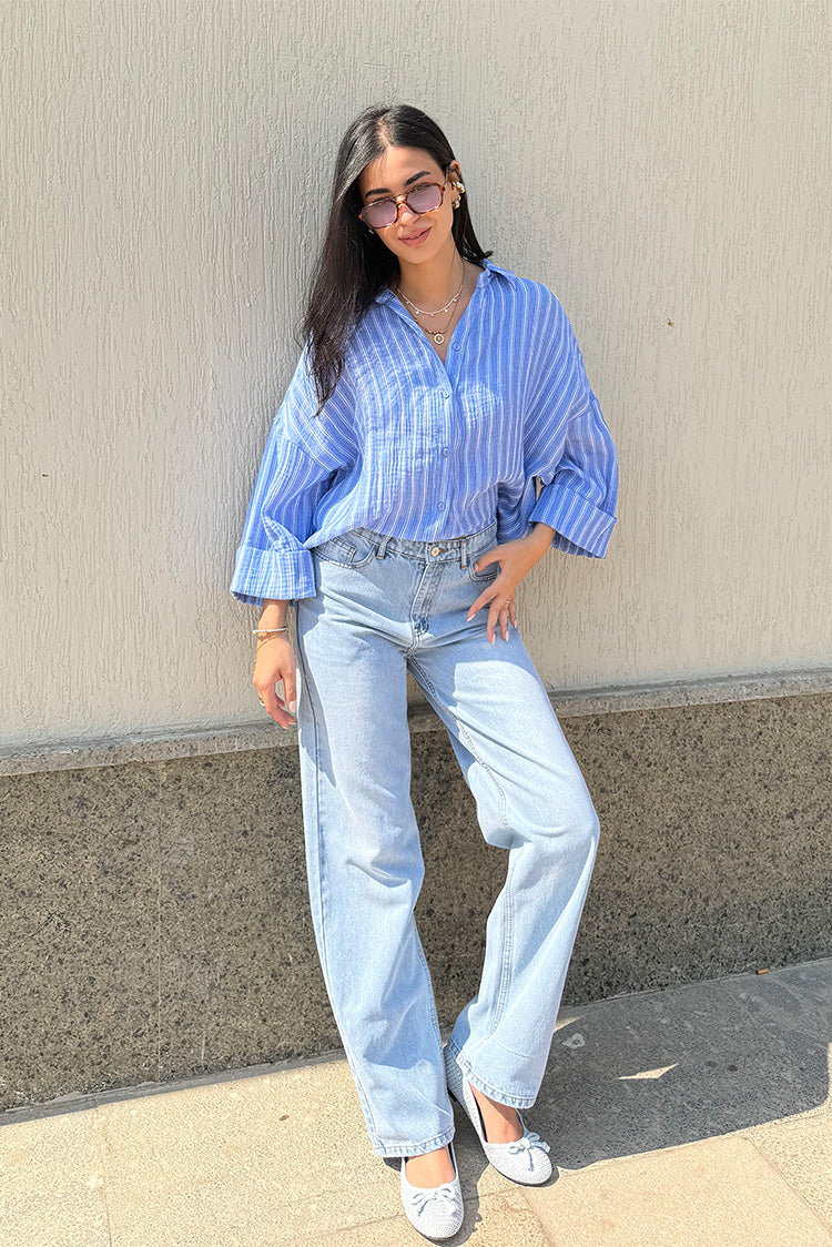 Classic Wide-Leg Denim Pants