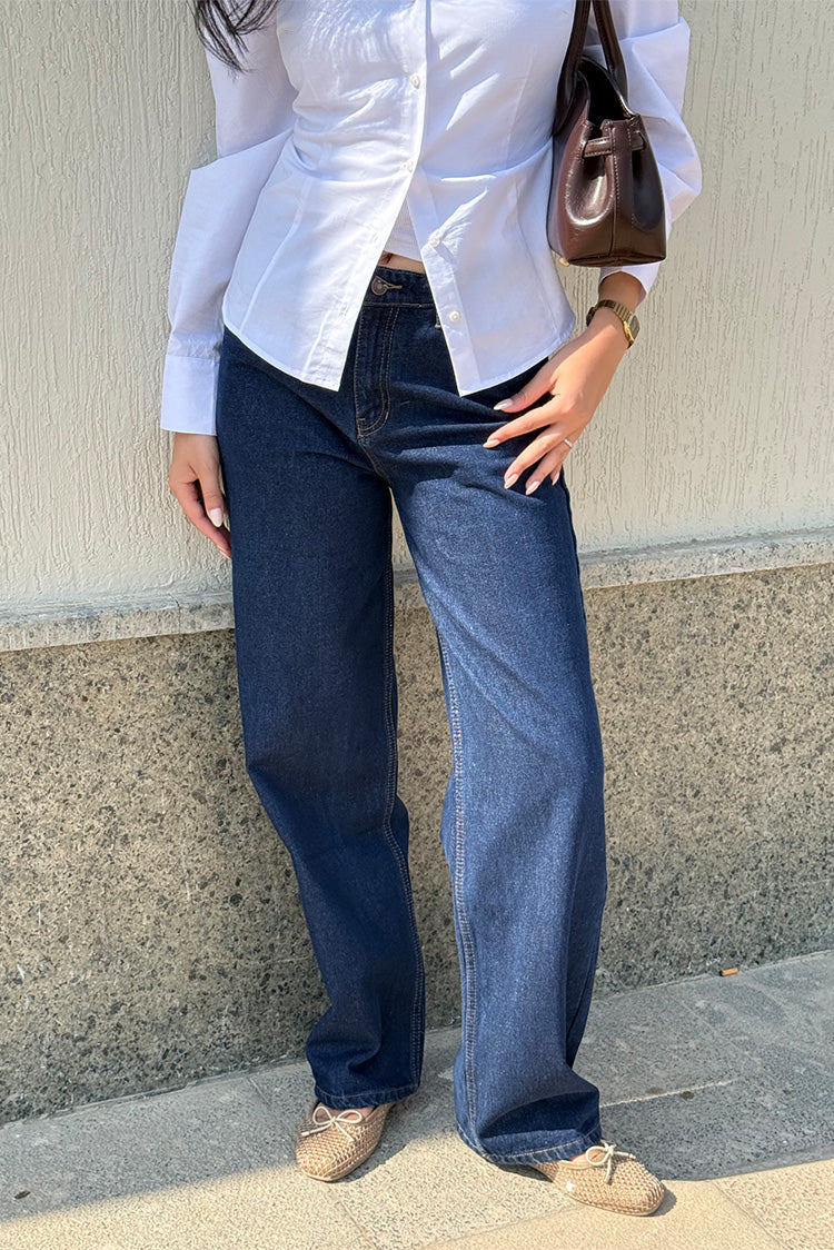 Classic Wide-Leg Denim Pants