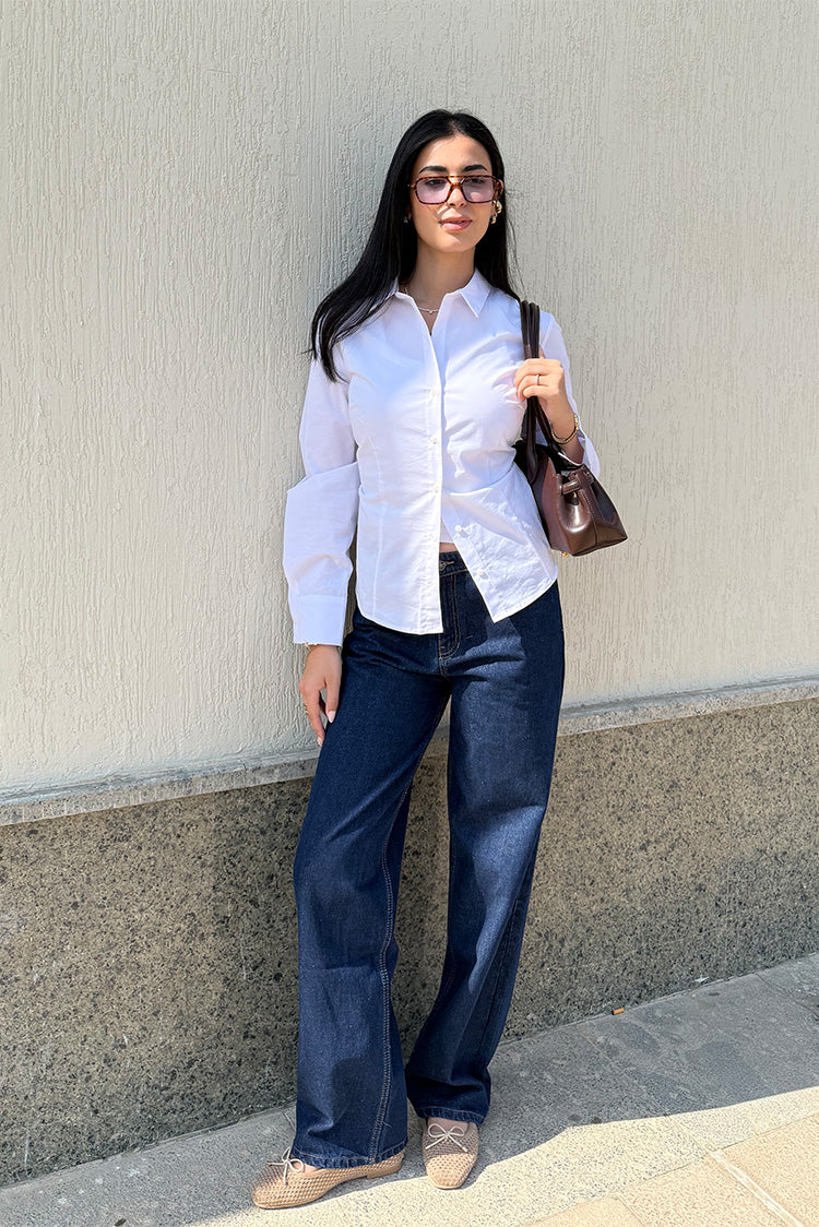 Classic Wide-Leg Denim Pants