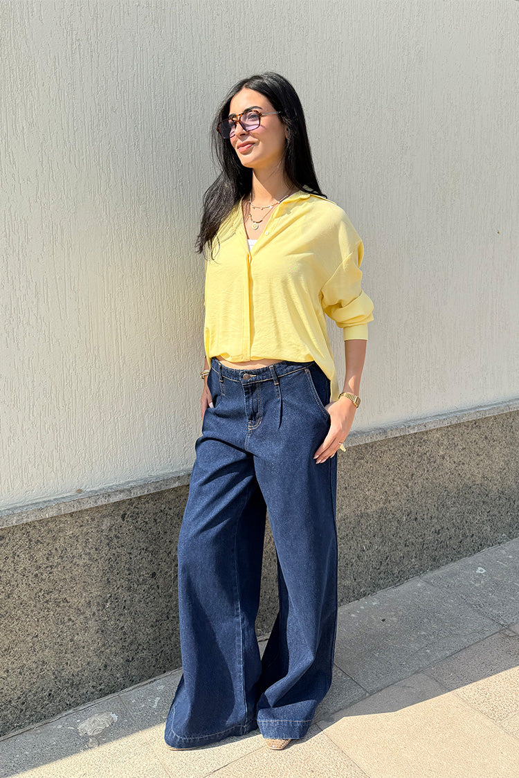 Relaxed Wide-Leg Denim Pants