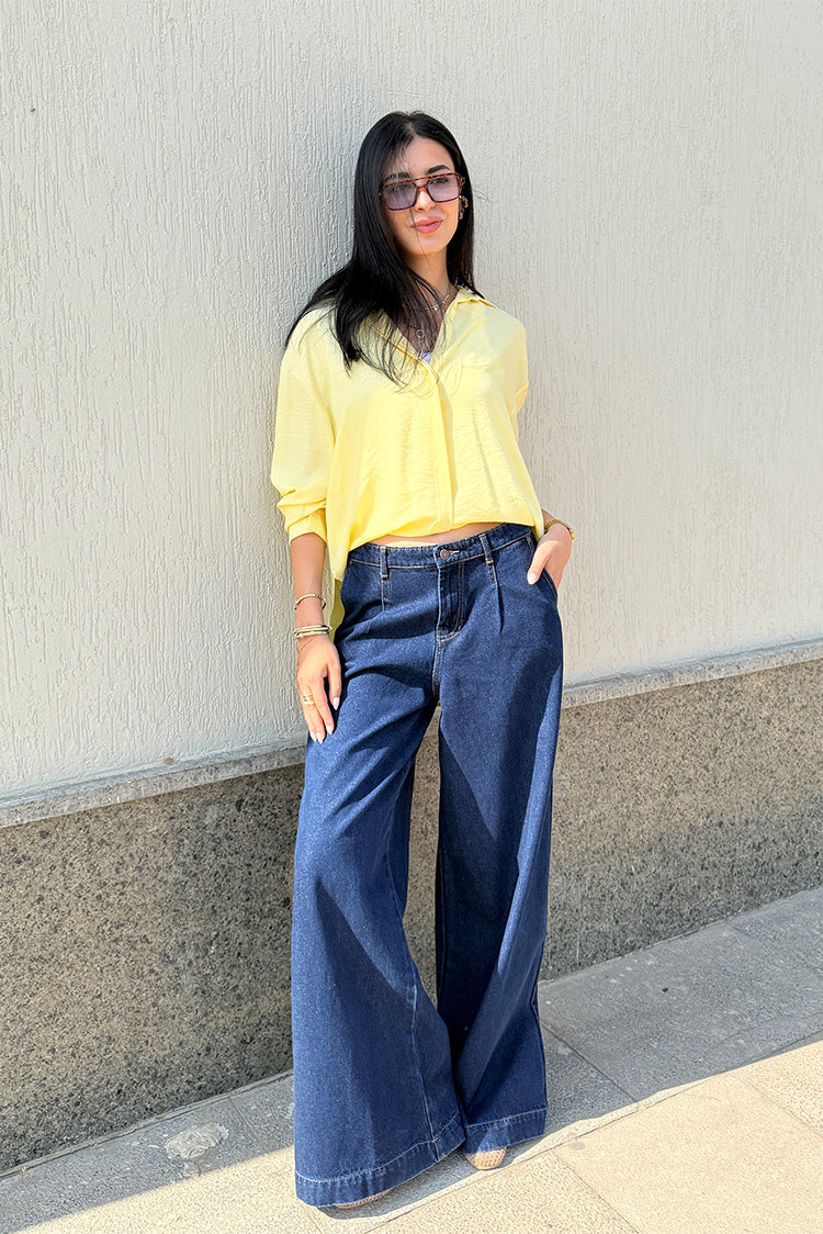 Relaxed Wide-Leg Denim Pants