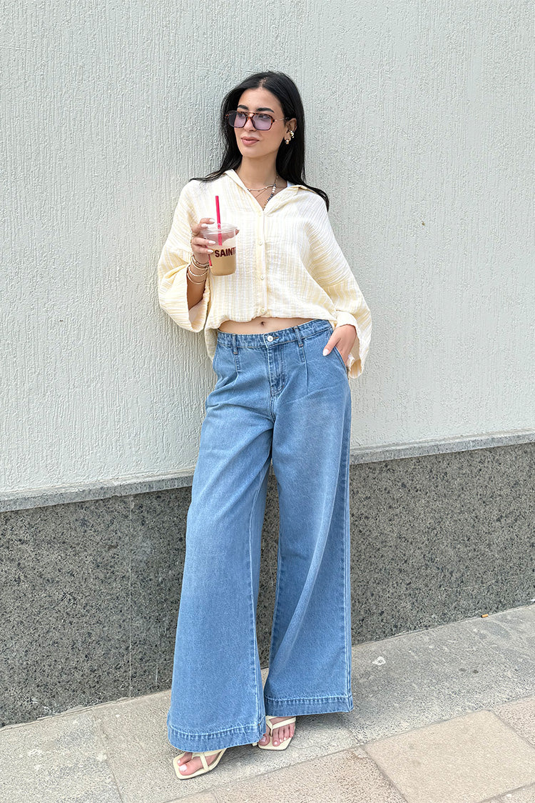 Relaxed Wide-Leg Denim Pants