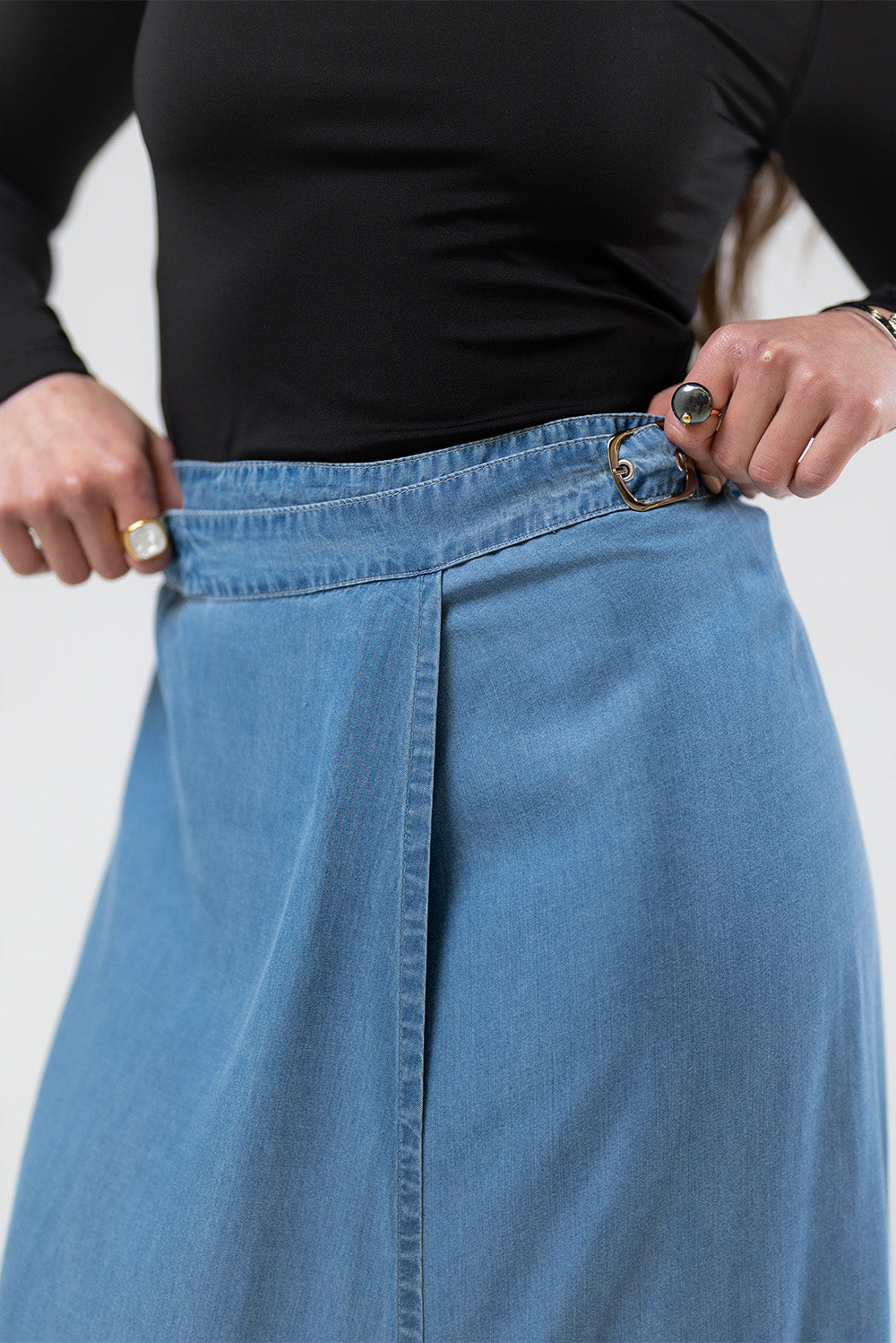 Wrap Denim Skirt
