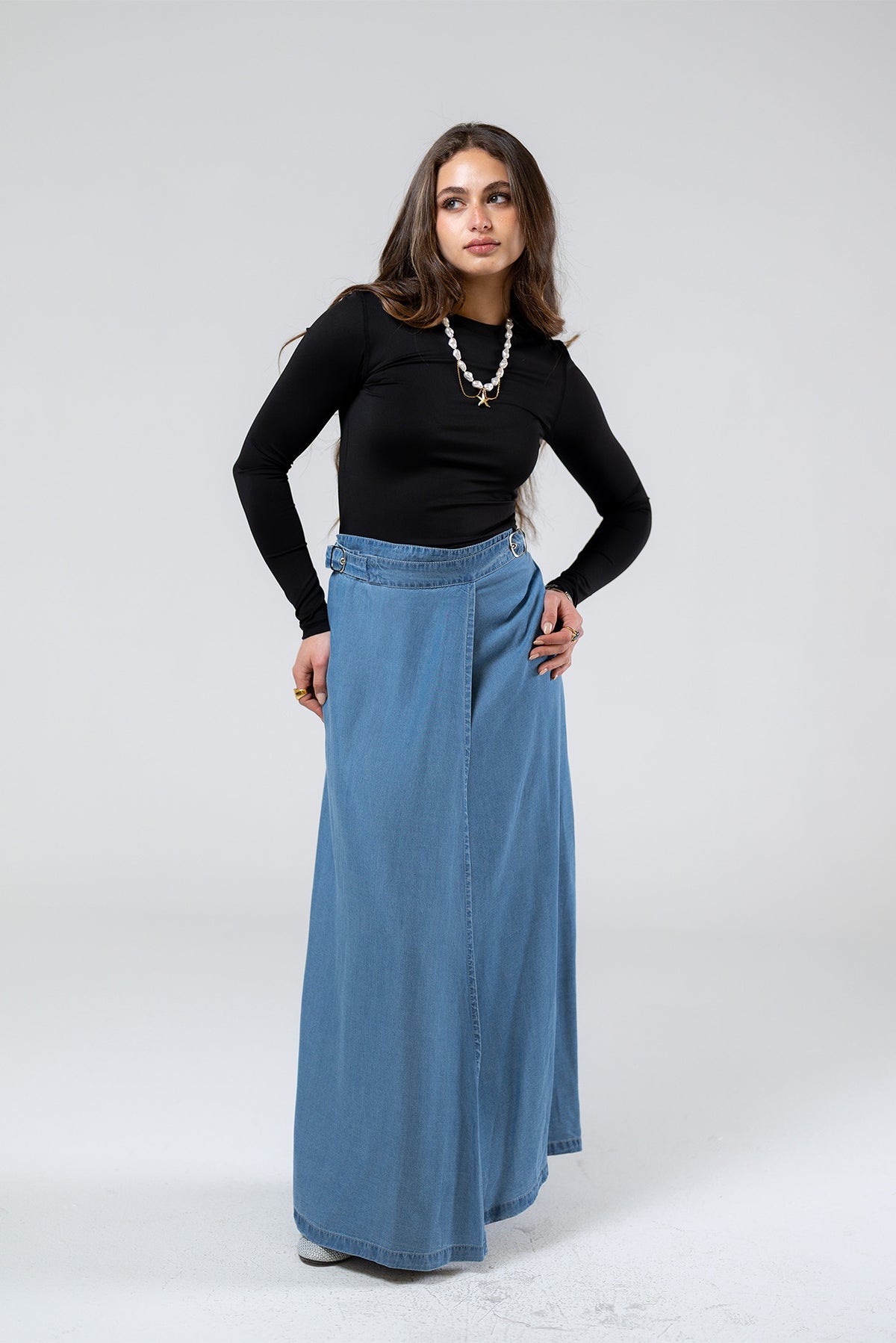 Wrap Denim Skirt
