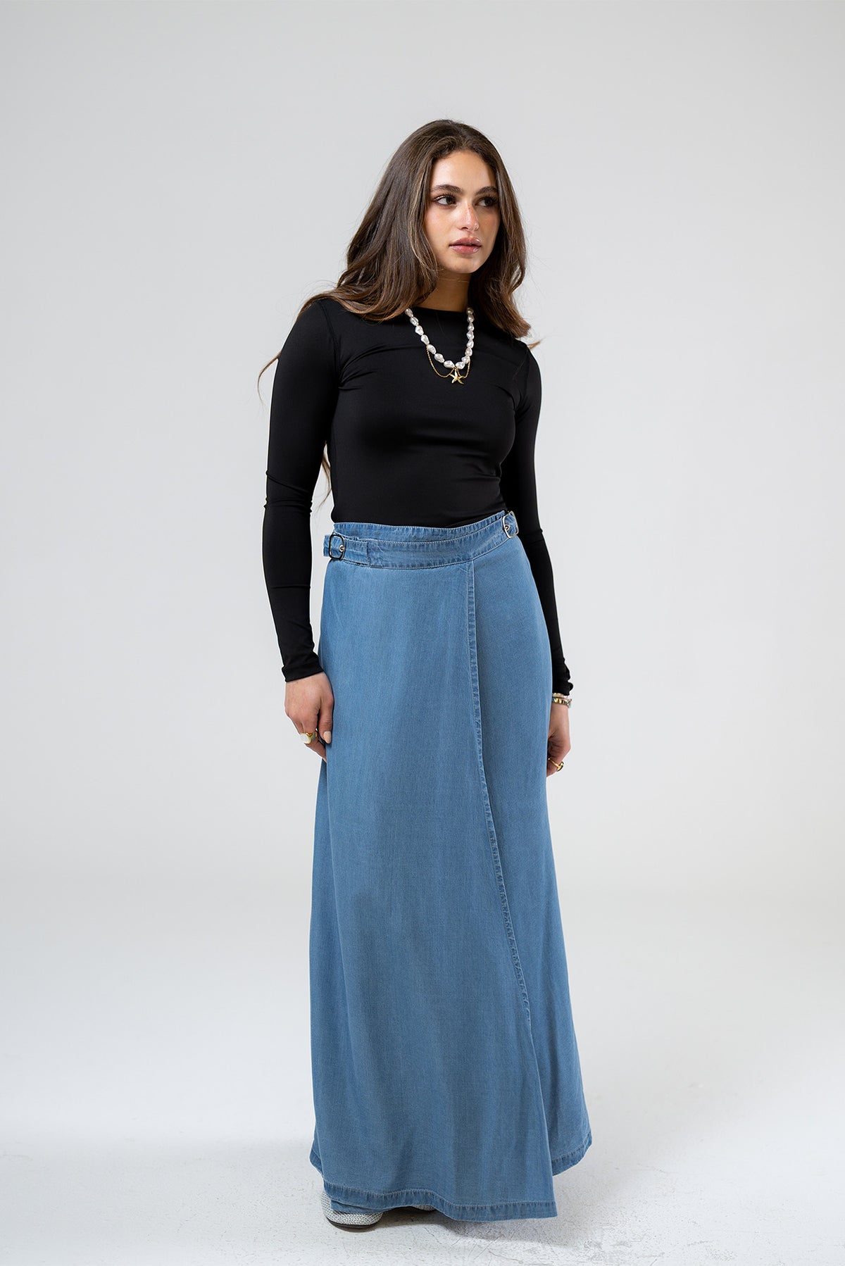 Wrap Denim Skirt