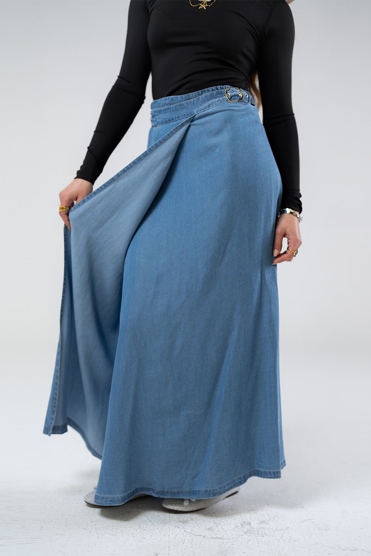 Wrap Denim Skirt
