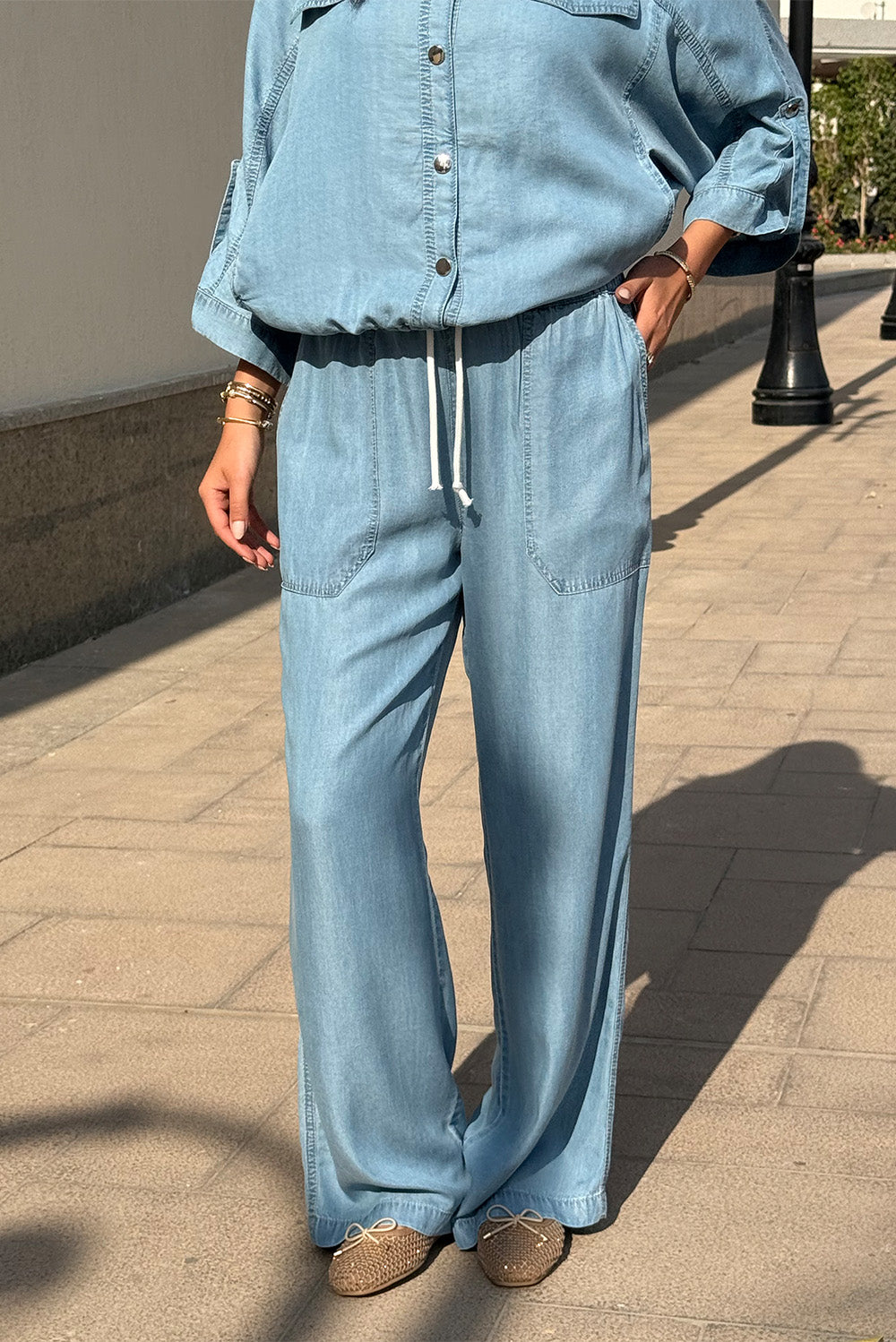 Wide-Leg Denim Pants
