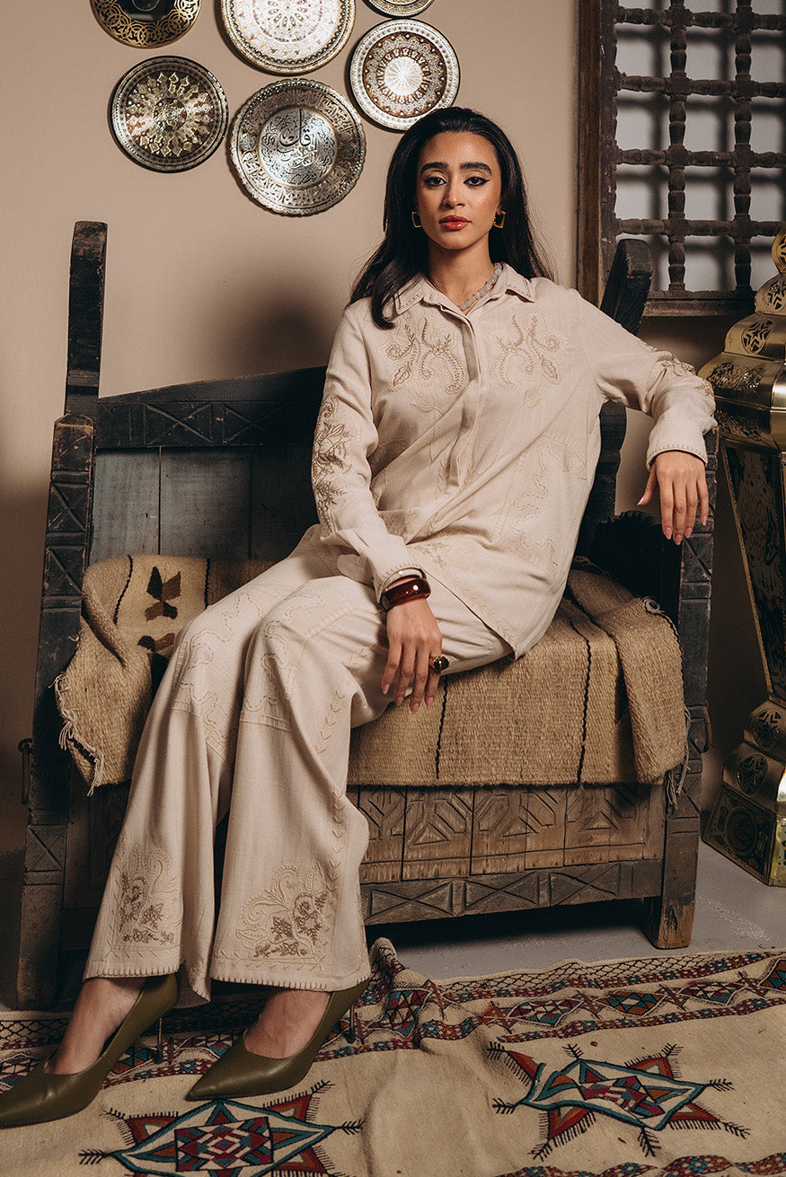 Embroidered Linen Trousers