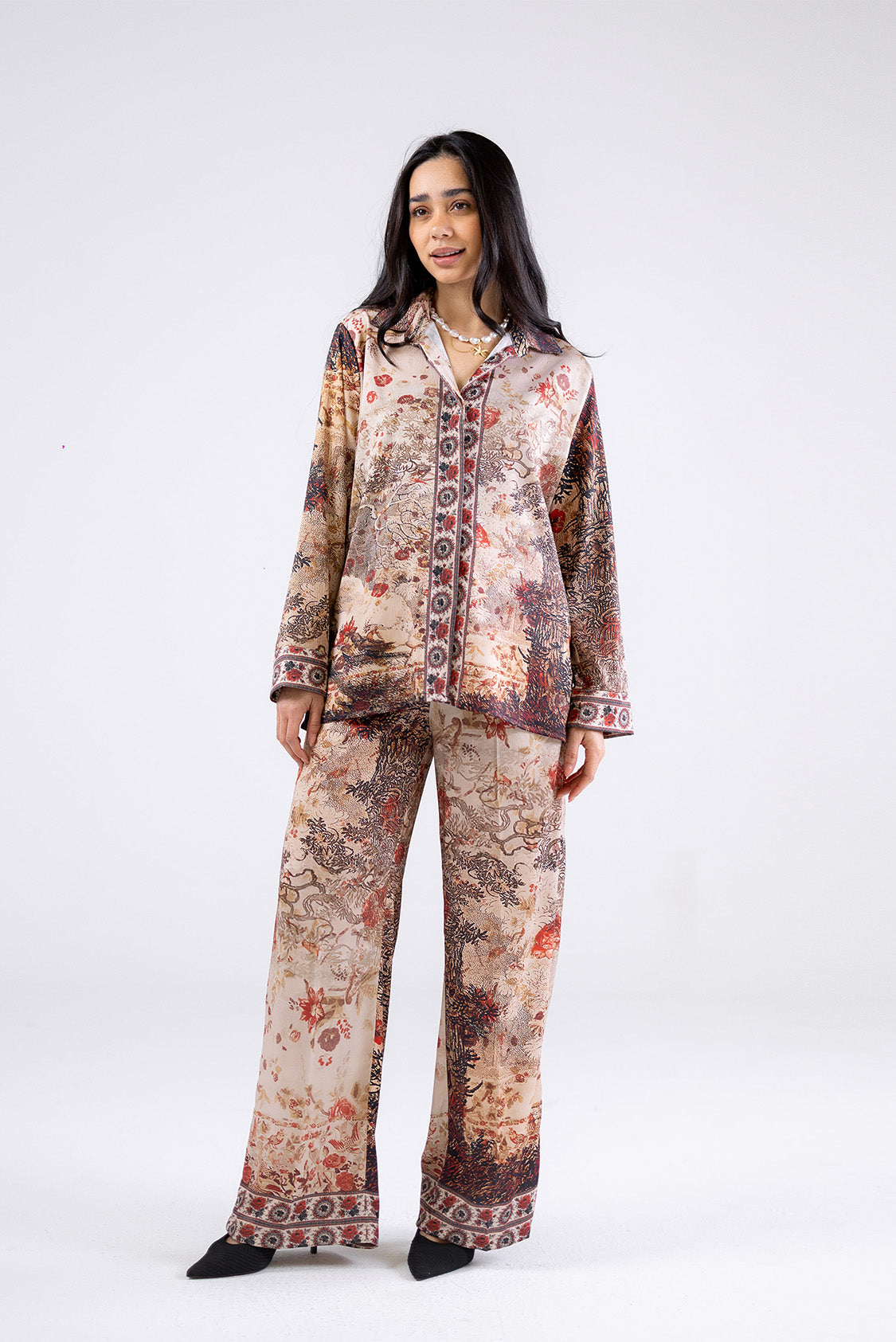 Printed Wide-Leg Pants