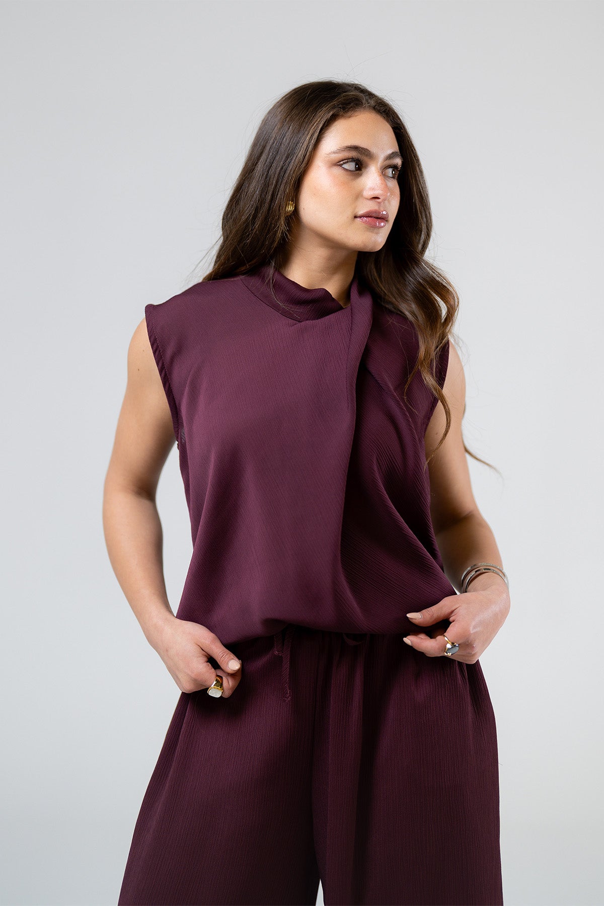 The Sculpted Merlot Blouse